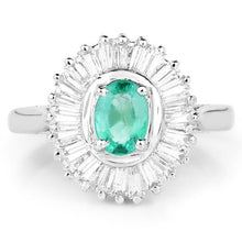 Load image into Gallery viewer, 2.16 Carat Genuine Zambian Emerald and White Topaz .925 Sterling Silver Ring