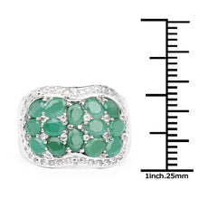 Load image into Gallery viewer, 2.20 Carat Genuine Emerald & White Topaz .925 Sterling Silver Ring