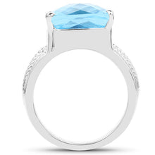 Load image into Gallery viewer, 7.50 Carat Genuine Swiss Blue Topaz .925 Sterling Silver Ring