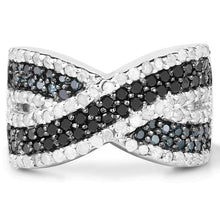 Load image into Gallery viewer, 1.57 Carat Genuine Blue Diamond, White Diamond & Black Diamond .925 Sterling Silver Ring