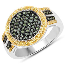Load image into Gallery viewer, 0.44 Carat Genuine Green Diamond and Yellow Diamond .925 Sterling Silver Ring