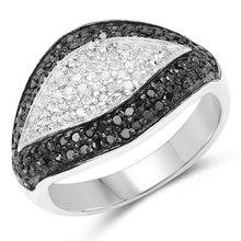 Load image into Gallery viewer, 0.51 Carat Genuine Black Diamond & White Diamond .925 Sterling Silver Ring