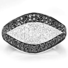 Load image into Gallery viewer, 0.51 Carat Genuine Black Diamond & White Diamond .925 Sterling Silver Ring