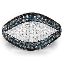 Load image into Gallery viewer, 0.50 Carat Genuine Blue Diamond and White Diamond .925 Sterling Silver Ring