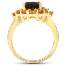 Load image into Gallery viewer, 4.00 Carat Genuine Smoky Quartz and Citrine .925 Sterling Silver Ring