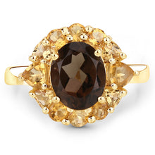 Load image into Gallery viewer, 4.00 Carat Genuine Smoky Quartz and Citrine .925 Sterling Silver Ring