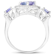 Load image into Gallery viewer, 1.09 Carat Genuine Tanzanite and White Diamond .925 Sterling Silver Ring