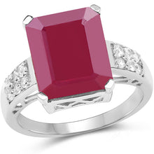 Load image into Gallery viewer, 7.26 Carat Glass Filled Ruby and White Topaz .925 Sterling Silver Ring