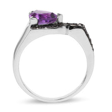 Load image into Gallery viewer, 1.55 Carat Genuine Amethyst and Black Diamond .925 Sterling Silver Ring
