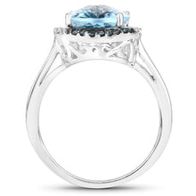 Load image into Gallery viewer, 5.27 Carat Genuine Swiss Blue Topaz, Blue Diamond and White Diamond .925 Sterling Silver Ring