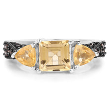 Load image into Gallery viewer, 2.71 Carat Genuine Citrine and Champagne Diamond .925 Sterling Silver Ring