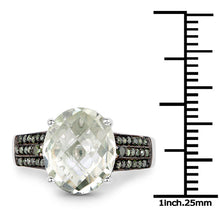 Load image into Gallery viewer, 4.41 Carat Genuine Green Amethyst and Green Diamond .925 Sterling Silver Ring