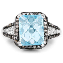 Load image into Gallery viewer, 4.33 Carat Genuine Swiss Blue Topaz, Champagne Diamond & White Diamond .925 Sterling Silver Ring