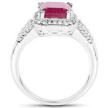 Load image into Gallery viewer, 4.55 Carat Glass Filled Ruby and White Topaz .925 Sterling Silver Ring