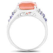 Load image into Gallery viewer, 3.97 Carat Genuine Peach Moonstone and Tanzanite .925 Sterling Silver Ring