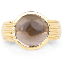 Load image into Gallery viewer, 14K Yellow Gold Plated 4.89 Carat Genuine Smoky Quartz .925 Sterling Silver Ring