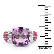 Load image into Gallery viewer, 6.55 Carat Genuine Amethyst, Ruby and White Topaz .925 Sterling Silver Ring