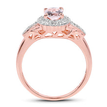 Load image into Gallery viewer, 14K Rose Gold Plated 0.73 Carat Genuine Morganite & White Topaz .925 Sterling Silver Ring