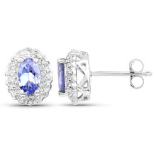 Load image into Gallery viewer, 2.46 Carat Genuine Tanzanite and White Topaz .925 Sterling Silver 3 Piece Jewelry Set (Ring, Earrings, and Pendant w/ Chain)