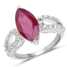 Load image into Gallery viewer, 3.56 Carat Genuine Glass Filled Ruby and White Topaz .925 Sterling Silver Ring