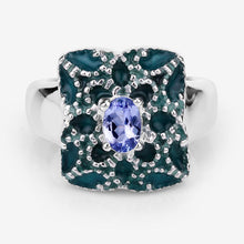 Load image into Gallery viewer, 0.44 Carat Genuine Tanzanite .925 Sterling Silver Ring