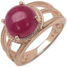 Load image into Gallery viewer, 14K Rose Gold Plated 6.55 Carat Genuine Glass Filled Ruby .925 Sterling Silver Ring