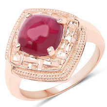 Load image into Gallery viewer, 14K Rose Gold Plated 3.15 Carat Genuine Glass Filled Ruby .925 Sterling Silver Ring