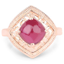 Load image into Gallery viewer, 14K Rose Gold Plated 3.15 Carat Genuine Glass Filled Ruby .925 Sterling Silver Ring