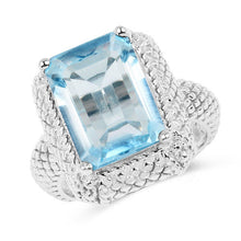 Load image into Gallery viewer, 9.25 Carat Genuine Blue Topaz .925 Sterling Silver Ring
