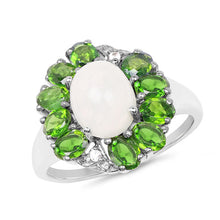 Load image into Gallery viewer, 2.93 Carat Genuine Ethiopian Opal, Chrome Diopside & White Topaz .925 Sterling Silver Ring