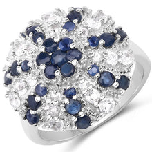 Load image into Gallery viewer, 1.78 Carat Genuine Blue Sapphire & White Topaz .925 Sterling Silver Ring
