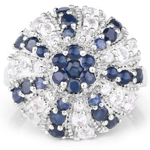 Load image into Gallery viewer, 1.78 Carat Genuine Blue Sapphire & White Topaz .925 Sterling Silver Ring