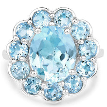 Load image into Gallery viewer, 8.67 Carat Genuine Blue Topaz .925 Sterling Silver Ring