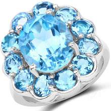 Load image into Gallery viewer, 8.77 Carat Genuine Swiss Blue Topaz .925 Sterling Silver Ring