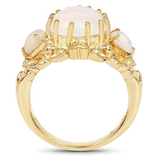 Load image into Gallery viewer, 14K Yellow Gold Plated 3.26 Carat Genuine Ethiopian Opal .925 Sterling Silver Ring