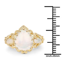 Load image into Gallery viewer, 14K Yellow Gold Plated 3.26 Carat Genuine Ethiopian Opal .925 Sterling Silver Ring