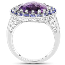 Load image into Gallery viewer, 5.95 Carat Genuine Amethyst and Tanzanite .925 Sterling Silver Ring