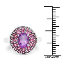 Load image into Gallery viewer, 2.48 Carat Genuine Amethyst and Rhodolite .925 Sterling Silver Ring
