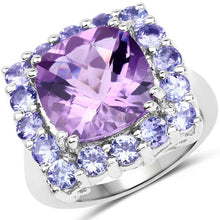 Load image into Gallery viewer, 6.63 Carat Genuine Amethyst and Tanzanite .925 Sterling Silver Ring