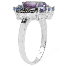 Load image into Gallery viewer, 4.04 Carat Genuine Amethyst & Tanzanite .925 Sterling Silver Ring