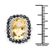 Load image into Gallery viewer, 7.46 Carat Genuine Citrine and Black Spinel .925 Sterling Silver Ring
