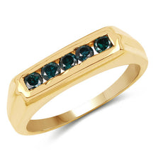 Load image into Gallery viewer, 14K Yellow Gold Plated 0.50 Carat Genuine Blue Diamond .925 Sterling Silver Ring