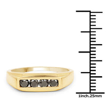 Load image into Gallery viewer, 14K Yellow Gold Plated 0.48 Carat Genuine Black Diamond .925 Sterling Silver Ring