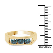 Load image into Gallery viewer, 14K Yellow Gold Plated 0.90 Carat Genuine Blue Diamond .925 Sterling Silver Ring