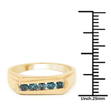 Load image into Gallery viewer, 14K Yellow Gold Plated 0.35 Carat Genuine Blue Diamond .925 Sterling Silver Ring