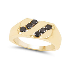 Load image into Gallery viewer, 14K Yellow Gold Plated 0.60 Carat Genuine Black Diamond .925 Sterling Silver Ring