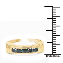 Load image into Gallery viewer, 14K Yellow Gold Plated 0.50 Carat Genuine Blue Diamond .925 Sterling Silver Ring