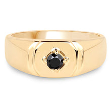 Load image into Gallery viewer, 14K Yellow Gold Plated 0.20 Carat Genuine Black Diamond .925 Sterling Silver Ring