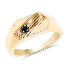 Load image into Gallery viewer, 14K Yellow Gold Plated 0.12 Carat Genuine Black Diamond .925 Sterling Silver Ring