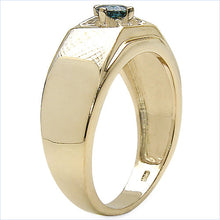 Load image into Gallery viewer, 14K Yellow Gold Plated 0.25 Carat Genuine Blue Diamond .925 Sterling Silver Ring